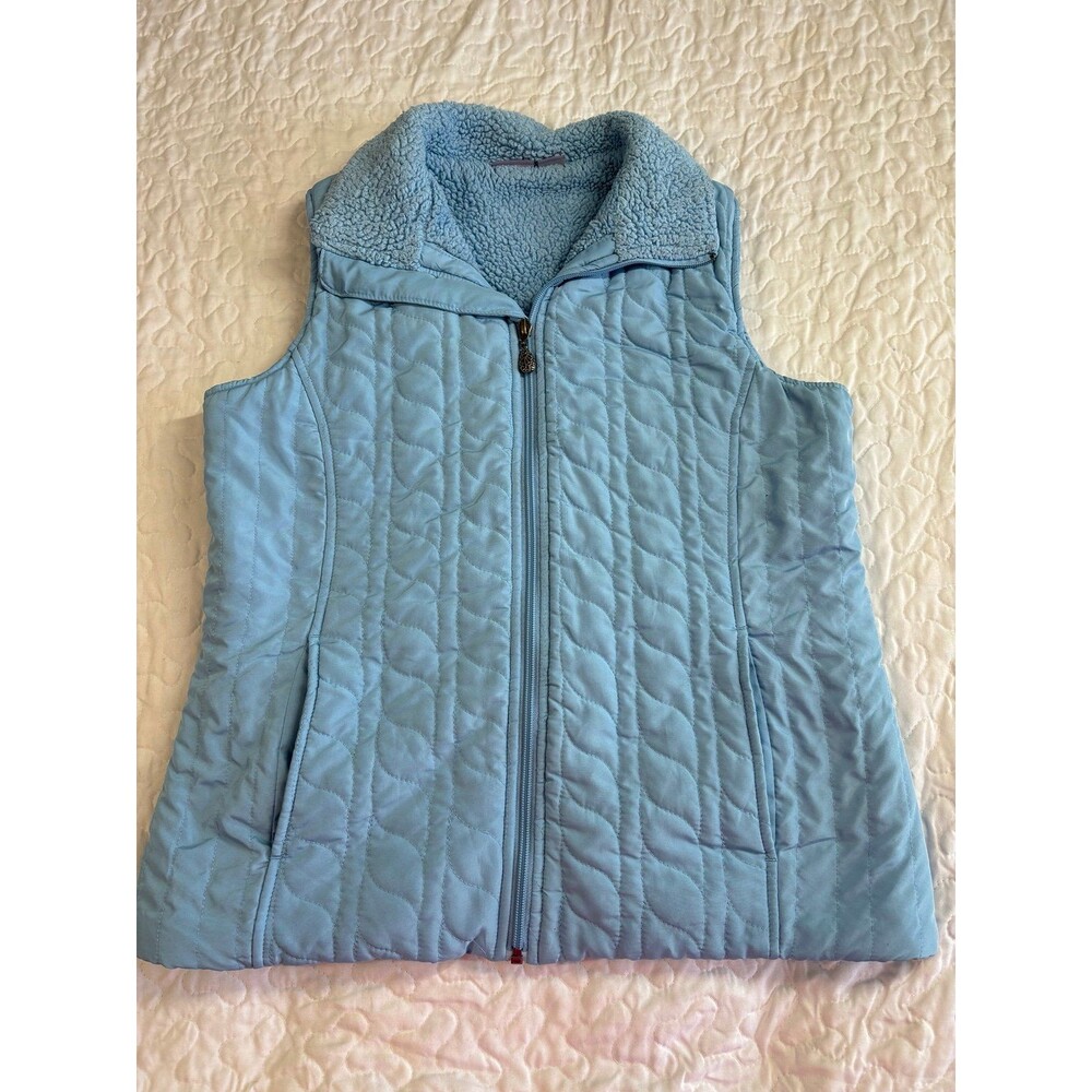 Laura Scott Blue Fleece Zipper Puffer Vest w/Pockets size small